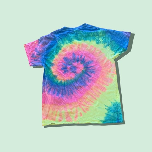 Bright Pastel Tie Dye Cotton T Shirt Be Kind Size M pre-owned - Picture 2 of 3
